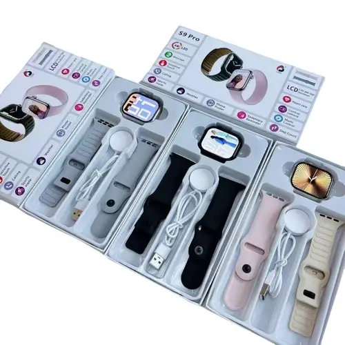 S9 Pro Double Straps Smart Watch in Pink — front view