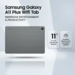 Samsung Galaxy A11 Plus Wifi Tab in Gray — front view