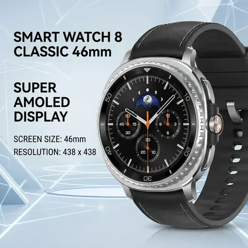 Samsung Watch 8 Classic 46mm in Black — front view