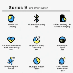 Series 9 pro smart watch in Black — side view