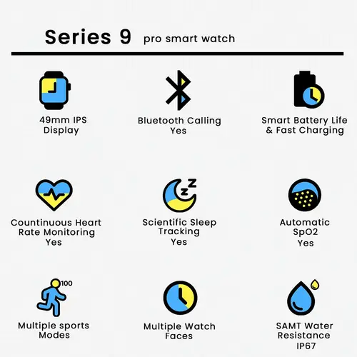 Series 9 pro smart watch in Silver — side view