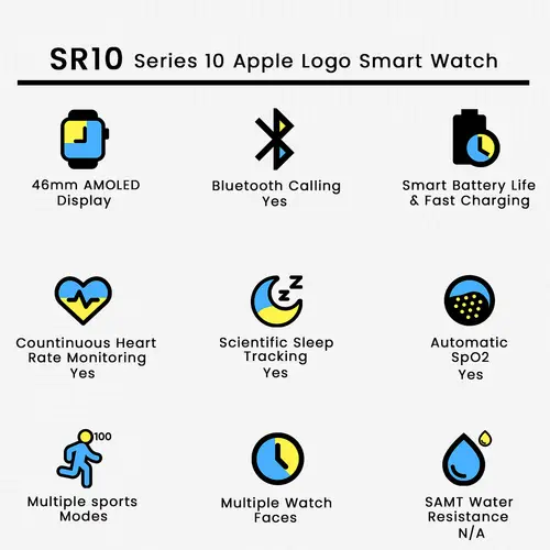 SR10 Series 10 Apple Logo Smart Watch in Gold — side view