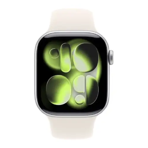 SR11 Smart Watch With Apple Logo in Silver — front view