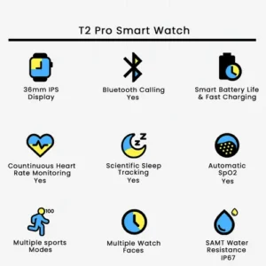 T2 Pro Smart Watch in Black — side view