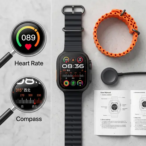 T900 Ultra 2 Smart Watch in Orange — side view