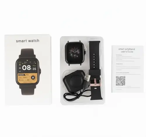 TechPlus Fashion Smart Watch in Black — front view