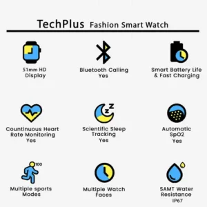 TechPlus Fashion Smart Watch in Gold — side view