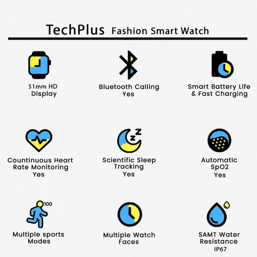 TechPlus Fashion Smart Watch in Gold — side view