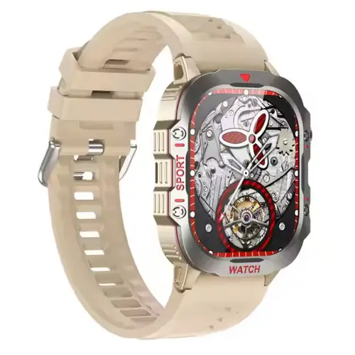 TF16 PRO Rough Sport With Flash Light Smart Watch in Beige — front view