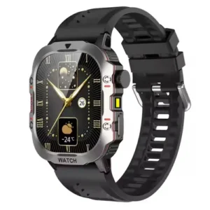 TF16 PRO Rough Sport With Flash Light Smart Watch in Black — front view