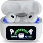 Universal A9 Pro max TWS Wireless Earbuds With Pouch in White — front view