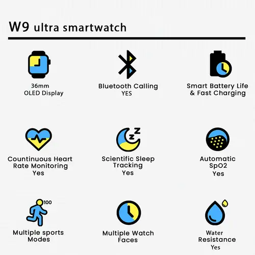 w9 ultra smartwatch in Silver — side view