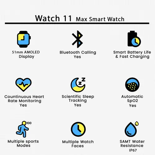 Watch 11 Max Smart Watch in Black — side view