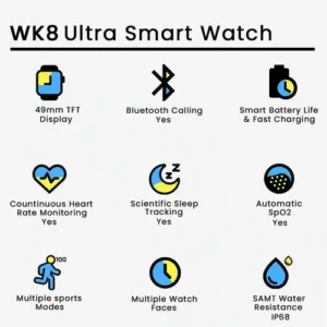 WK8 Ultra Smart Watch in Black — side view