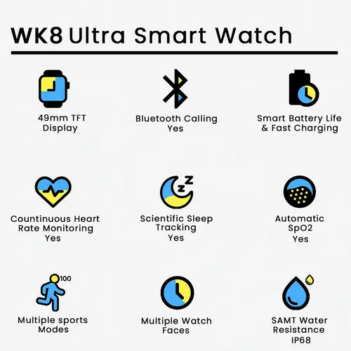 WK8 Ultra Smart Watch in Orange — side view
