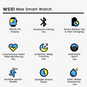 WS91 Max Smartwatch in Black — side view