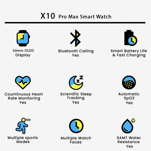 X10 Pro Max Smart Watch in Silver — side view