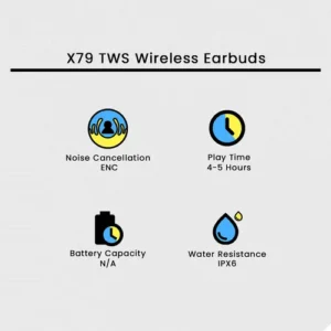 X79 TWS Wireless Earbuds in Black — side view