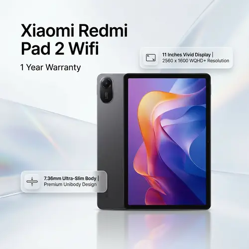 Xiaomi Redmi Pad 2 Wifi 1 Year Warranty in Grey — front view