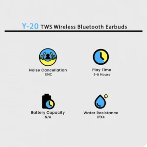 Y-20 Mini TWS Wireless Bluetooth Earbuds in Black — side view