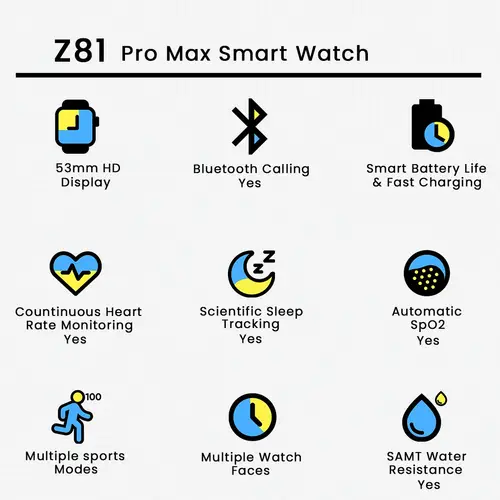 Z81 Pro Max Smart Watch in Black — side view