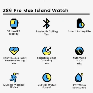 Z86 Pro Max Smart Island Watch With 3 Straps in Black — side view