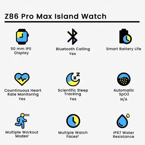 Z86 Pro Max Smart Island Watch With 3 Straps in Blue — side view