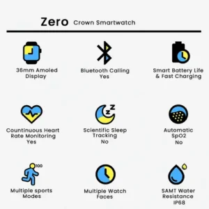 Zero Crown Smartwatch in Black Leather — side view