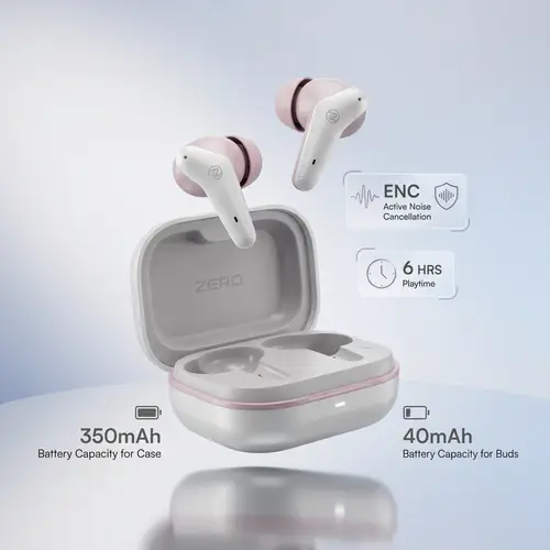 Zero Gravity Earbuds in Pearl Pink — side view