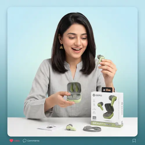 Zero Gravity Earbuds in Olive Green — side view
