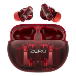 Zero Klarity Wireless Earbuds in Red Glassy — front view