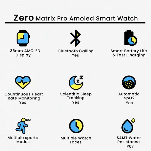 Zero Matrix Pro Amoled Smart Watch in Black — side view