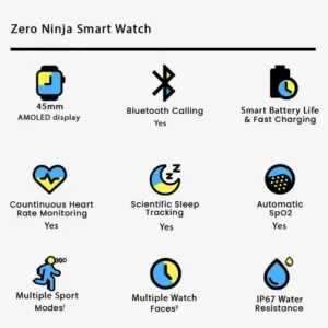 Zero Ninja Smart Watch in Black — side view