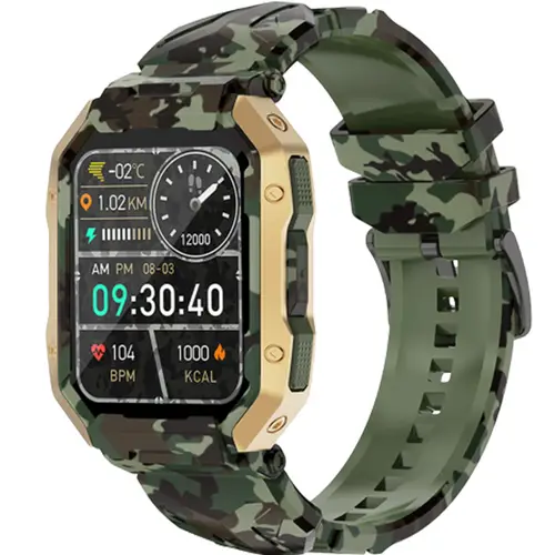 Zero Ninja Smart Watch in Camou Green — front view