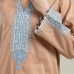 Embroidered V-Neck Kurta - View 1