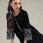 Black Cotton Kurta - View 1