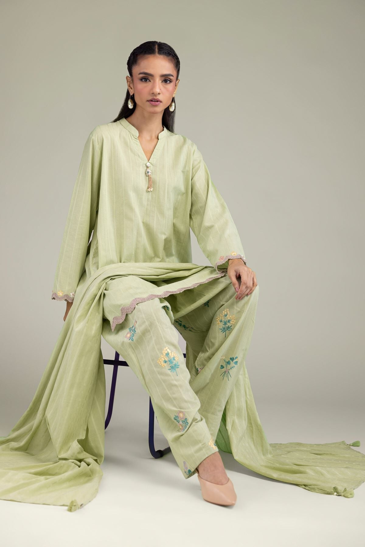 Floral Cotton Shalwar-1 Floral Cotton Shalwar - View 1