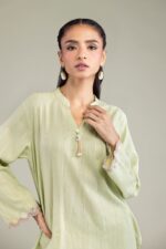Cotton Band-Collar Kurta - View 2