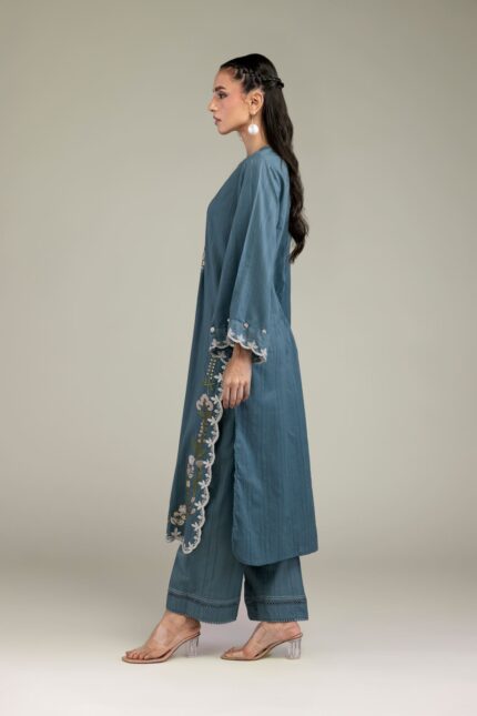 Blue Cotton Pants - View 2