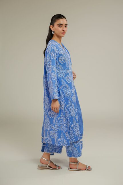 Blue Floral Pants - View 2