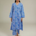 Blue Floral Pants - View 1