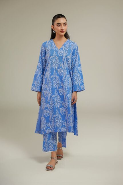 Blue Floral Pants - View 1