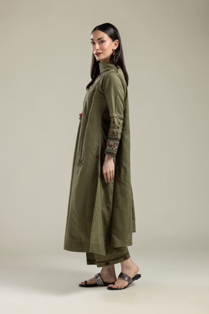 Cotton Olive Pants - View 2