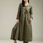 Cotton Olive Pants - View 1
