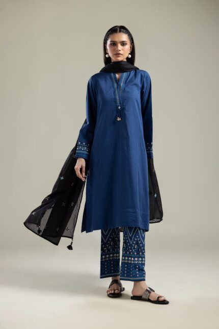 Geometric Blue Pants - View 1