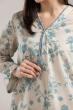 Floral V-Neck Kurta - View 2