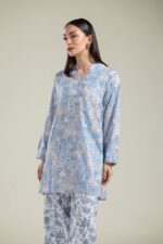 Gray Floral Kurta - View 2