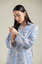 Gray Floral Kurta - View 3