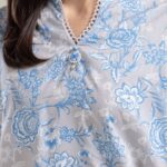 Gray Floral Kurta - View 1