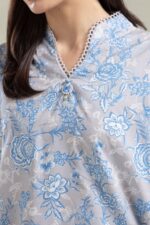 Gray Floral Kurta - View 1